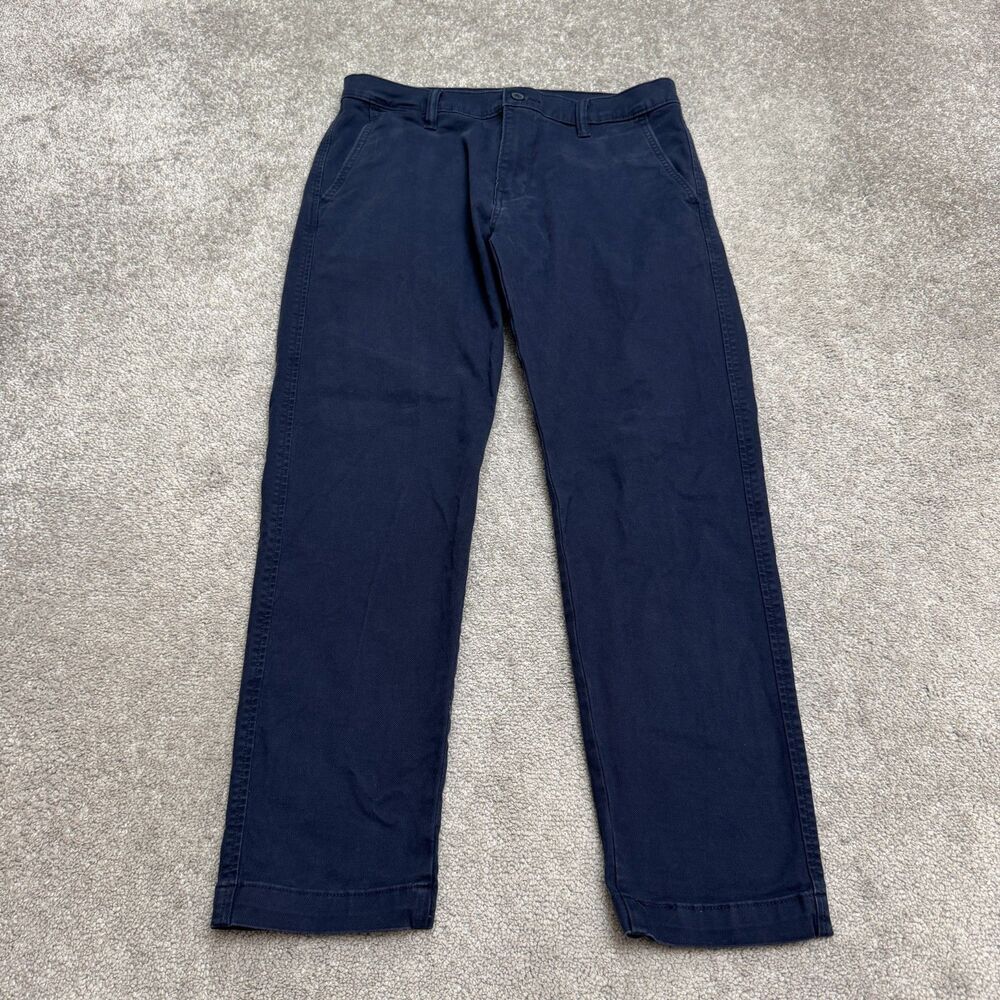 Levis XX Chino Standard Taper Pants Mens 32x30 Navy Blue Slacks Trousers Stretch